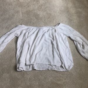 white off-the-shoulder shirt